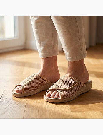 OZABI-Pantoufle Mule Femme Mesh Microperfore Scratch Ajustable Fabriquee en Espagne