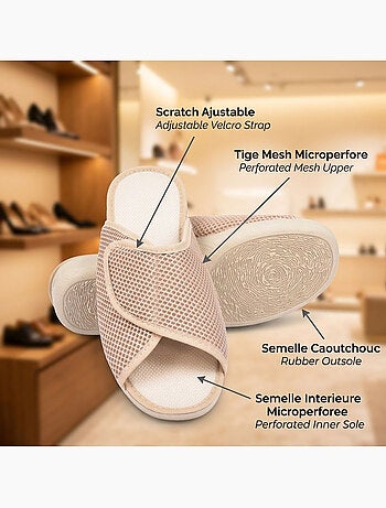 OZABI-Pantoufle Mule Femme Mesh Microperfore Scratch Ajustable Fabriquee en Espagne