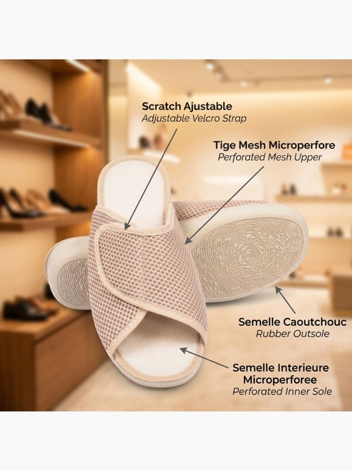 OZABI-Pantoufle Mule Femme Mesh Microperfore Scratch Ajustable Fabriquee en Espagne - Kiabi OZABI-Pantoufle Mule Femme Mesh Microperfore Scratch Ajustable Fabriquee en Espagne - Kiabi