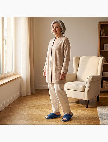 OZABI-Pantoufle Mule Femme Mesh Microperfore Scratch Ajustable Fabriquee en Espagne