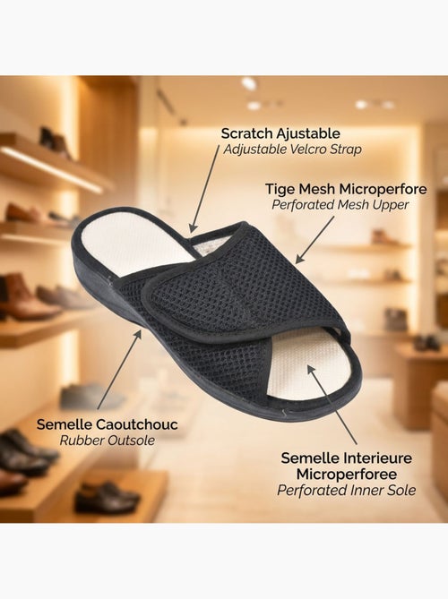 OZABI-Pantoufle Mule Femme Mesh Microperfore Scratch Ajustable Fabriquee en Espagne - Kiabi OZABI-Pantoufle Mule Femme Mesh Microperfore Scratch Ajustable Fabriquee en Espagne - Kiabi