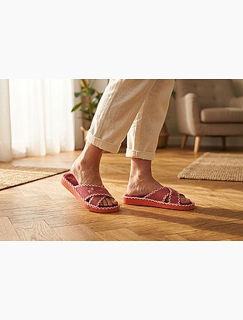 OZABI-Pantoufle Mule Femme Pack 2 Paires Sangles Croisees Imprimees