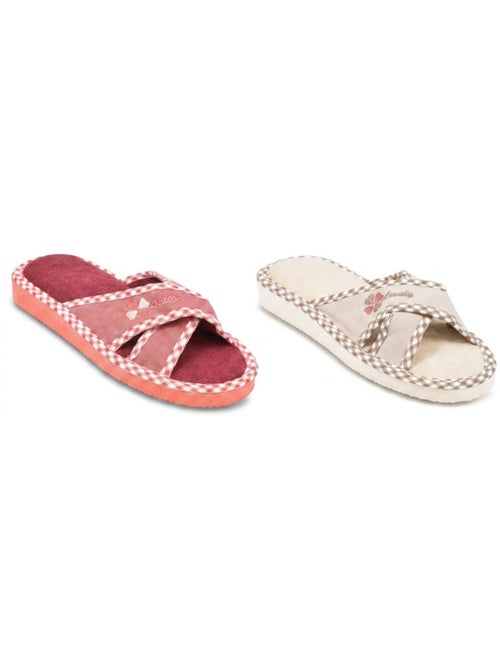 OZABI-Pantoufle Mule Femme Pack 2 Paires Sangles Croisees Imprimees - Kiabi