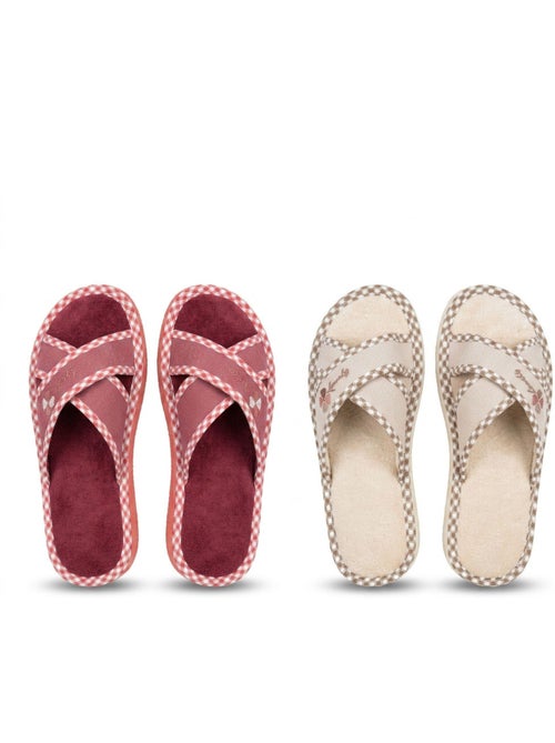 OZABI-Pantoufle Mule Femme Pack 2 Paires Sangles Croisees Imprimees - Kiabi