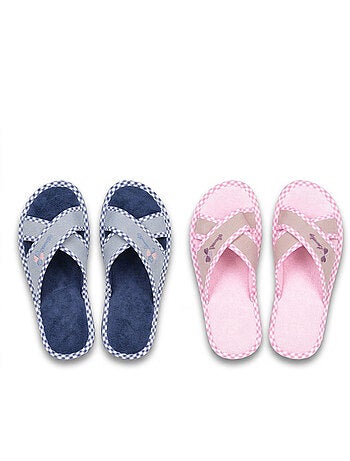 OZABI-Pantoufle Mule Femme Pack 2 Paires Sangles Croisees Imprimees