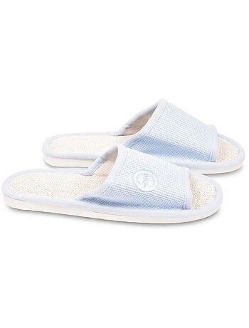OZABI-Pantoufle Mule Femme Pack 2 Paires Tissu Gaufre Bout Ouvert