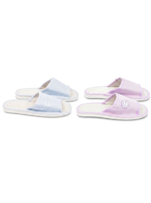 OZABI-Pantoufle Mule Femme Pack 2 Paires Tissu Gaufre Bout Ouvert - Kiabi OZABI-Pantoufle Mule Femme Pack 2 Paires Tissu Gaufre Bout Ouvert - Kiabi