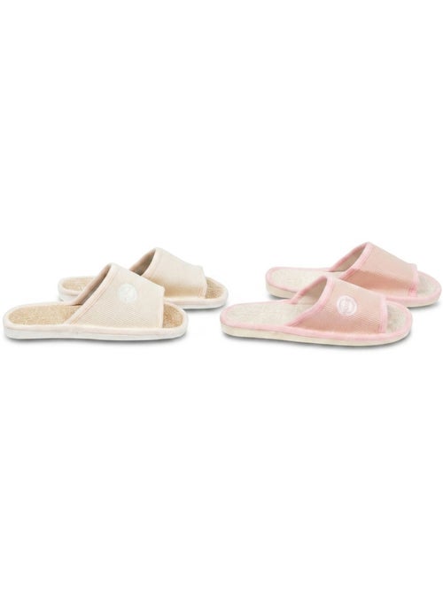 OZABI-Pantoufle Mule Femme Pack 2 Paires Tissu Gaufre Bout Ouvert - Kiabi