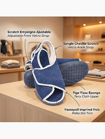 OZABI-Pantoufle Sandale Femme Eponge Double Scratch Fabriquee en Espagne