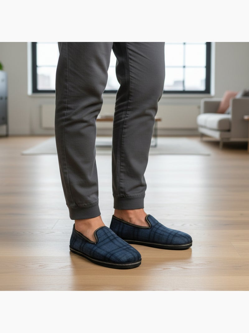 Ozabi pantoufles charentaises homme fabriquées en espagne broderie fantaisie Bleu foncé - Kiabi