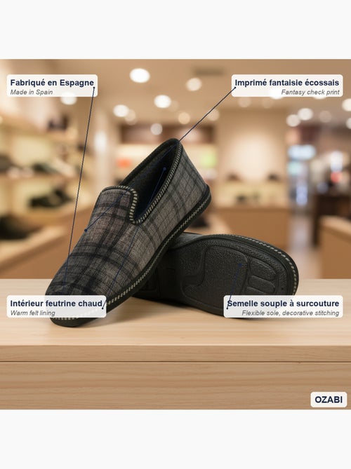 Ozabi pantoufles charentaises homme fabriquées en espagne broderie fantaisie - Kiabi