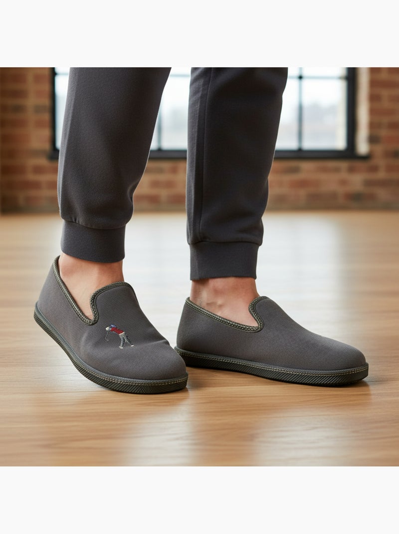 Ozabi pantoufles charentaises homme fabriquées en espagne broderie fantaisie Gris - Kiabi