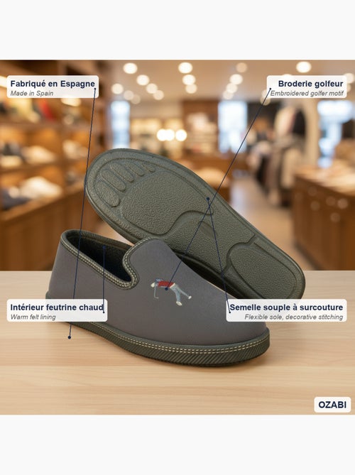 Ozabi pantoufles charentaises homme fabriquées en espagne broderie fantaisie - Kiabi Ozabi pantoufles charentaises homme fabriquées en espagne broderie fantaisie - Kiabi
