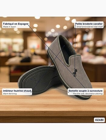 Ozabi pantoufles charentaises homme fabriquées en espagne broderie fantaisie