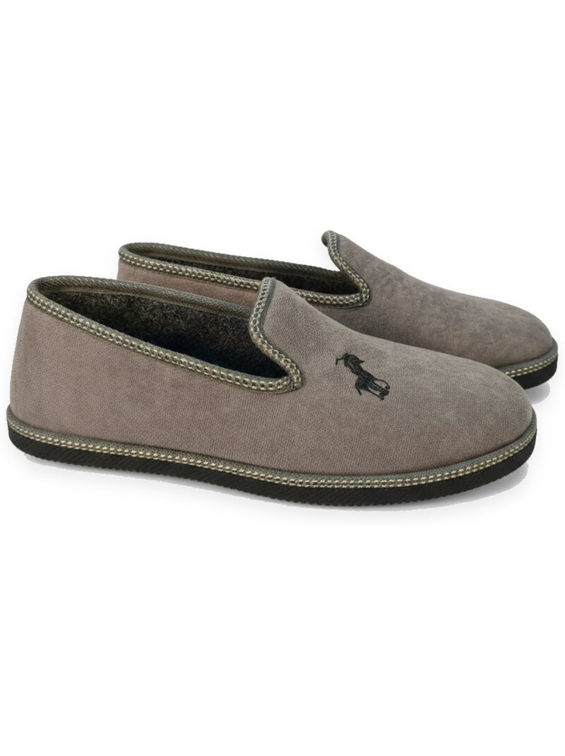 Ozabi pantoufles charentaises homme fabriquées en espagne broderie fantaisie Gris souris - Kiabi