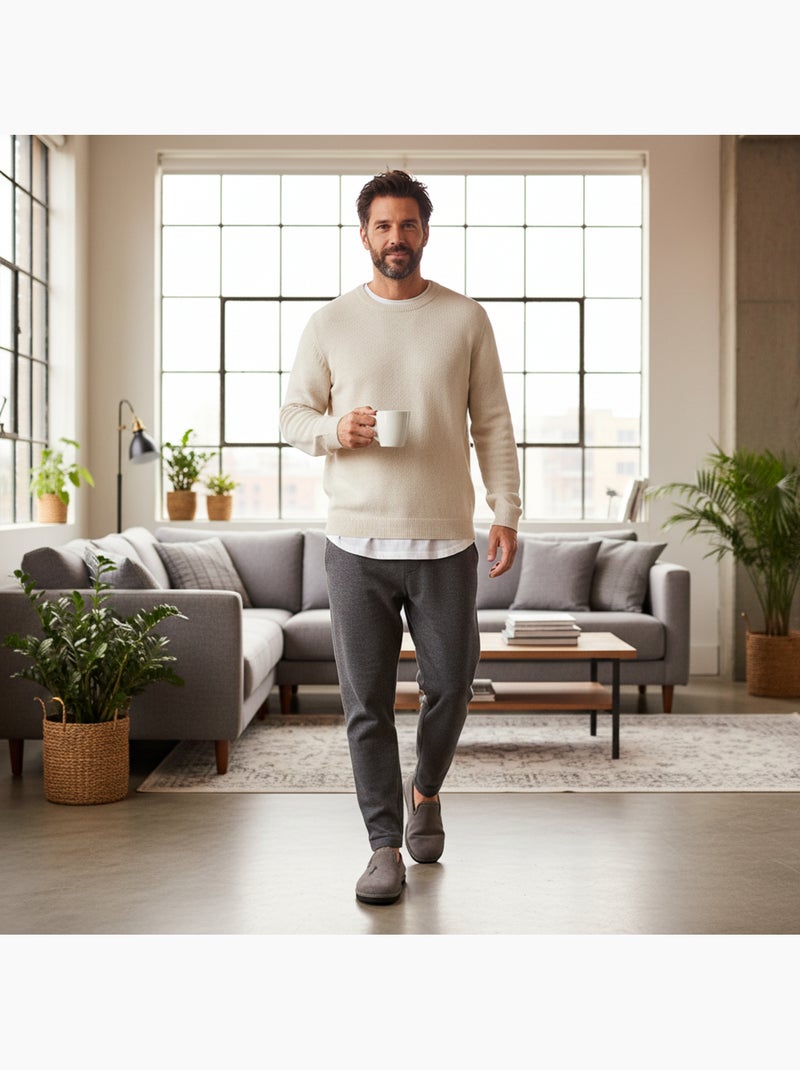 Ozabi pantoufles charentaises homme fabriquées en espagne broderie fantaisie Gris souris - Kiabi