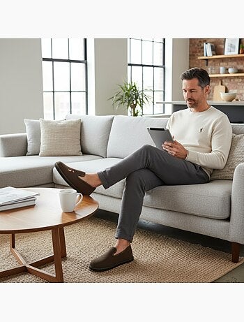 Ozabi pantoufles charentaises homme fabriquées en espagne broderie fantaisie