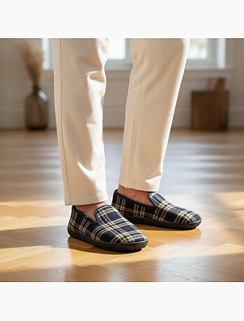Ozabi pantoufles charentaises homme fabriquées en espagne carreaux écossais