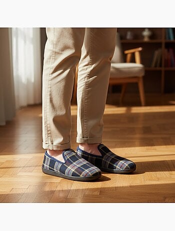 Ozabi pantoufles charentaises homme fabriquées en espagne carreaux écossais