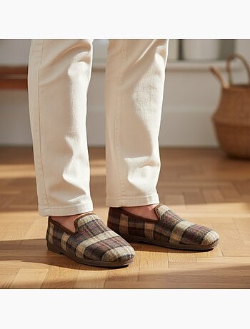 Ozabi pantoufles charentaises homme fabriquées en espagne carreaux écossais