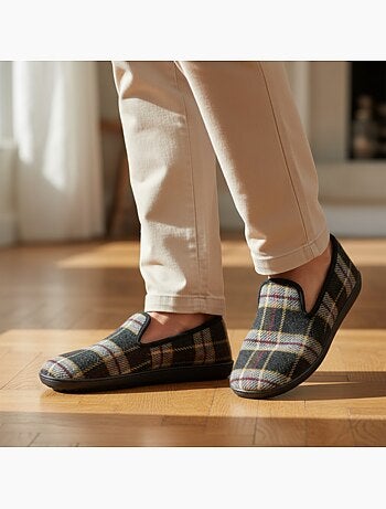 Ozabi pantoufles charentaises homme fabriquées en espagne carreaux écossais