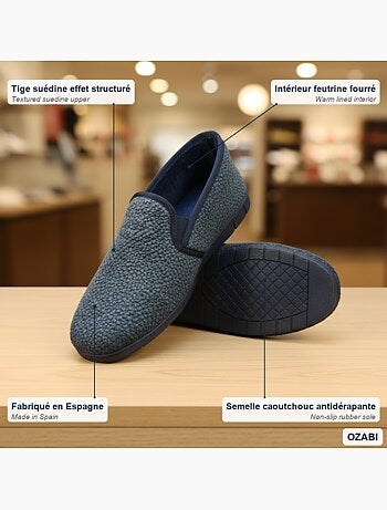 Ozabi pantoufles charentaises homme fabriquées en espagne, effet structuré