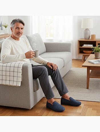 Ozabi pantoufles charentaises homme fabriquées en espagne, effet structuré