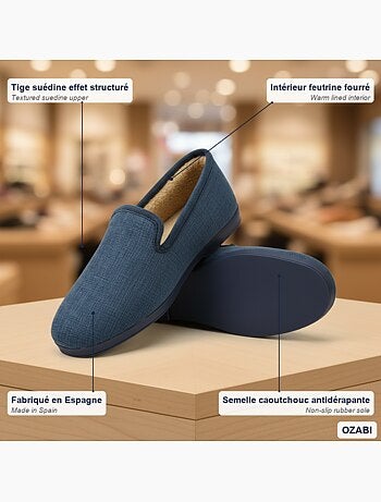 Ozabi pantoufles charentaises homme fabriquées en espagne, effet structuré