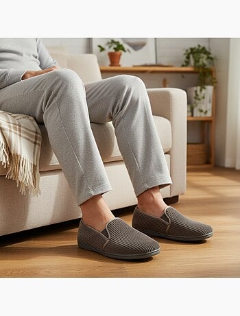Ozabi pantoufles charentaises homme fabriquées en espagne, effet structuré