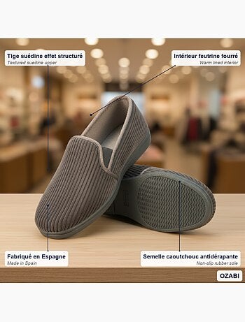 Ozabi pantoufles charentaises homme fabriquées en espagne, effet structuré