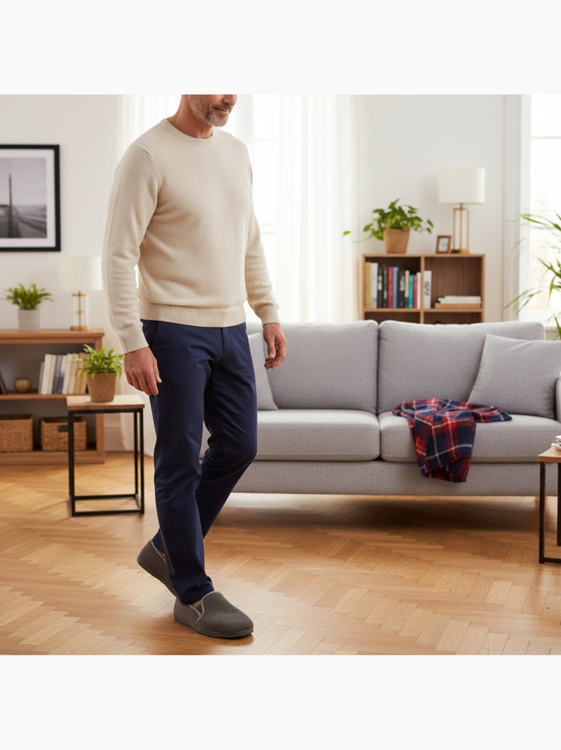 Ozabi pantoufles charentaises homme fabriquées en espagne, effet structuré Gris - Kiabi