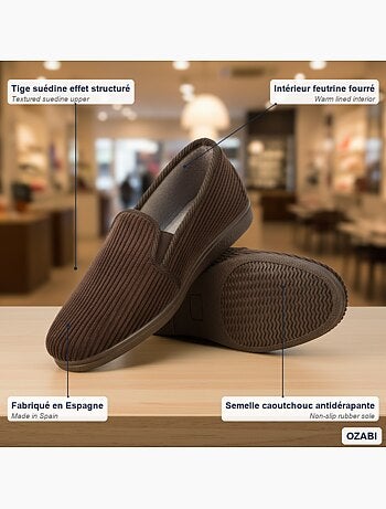 Ozabi pantoufles charentaises homme fabriquées en espagne, effet structuré