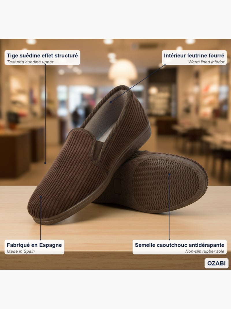 Ozabi pantoufles charentaises homme fabriquées en espagne, effet structuré Marron clair - Kiabi