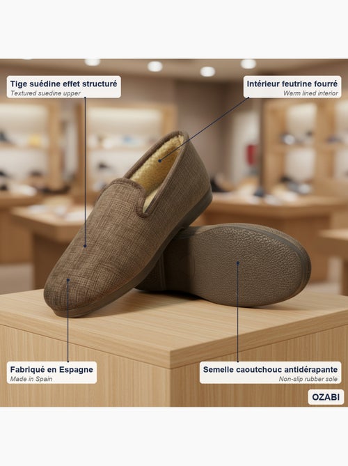 Ozabi pantoufles charentaises homme fabriquées en espagne, effet structuré - Kiabi Ozabi pantoufles charentaises homme fabriquées en espagne, effet structuré - Kiabi