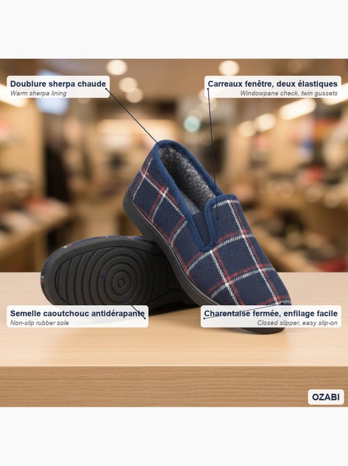 Ozabi pantoufles charentaises homme fourrées carreaux fenêtre antidérapantes - Kiabi