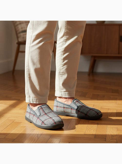 Ozabi pantoufles charentaises homme fourrées carreaux fenêtre antidérapantes - Kiabi