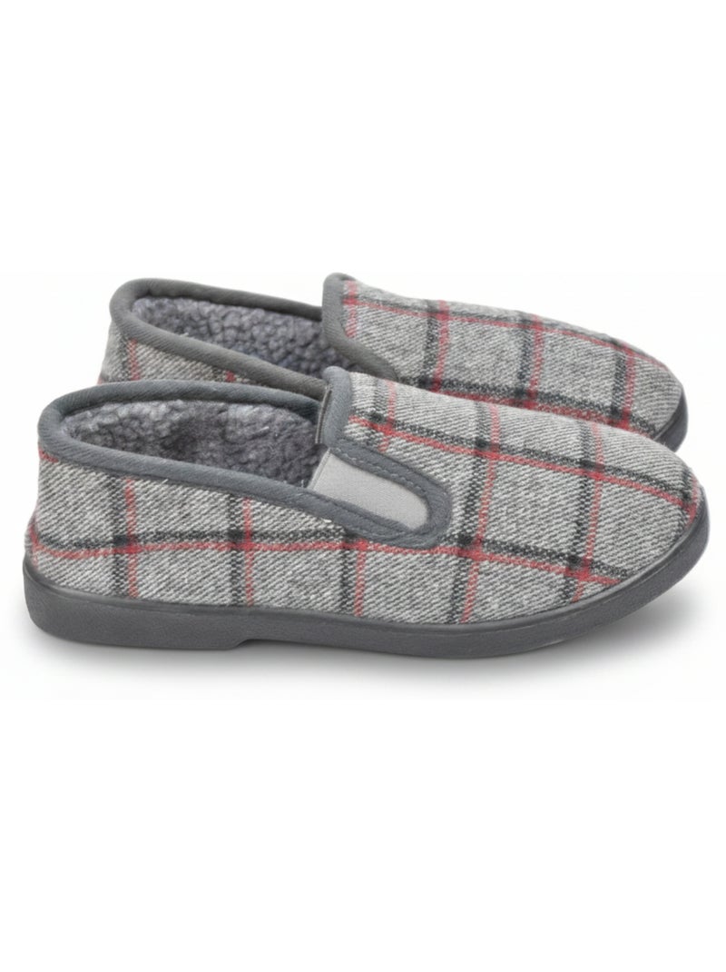 Ozabi pantoufles charentaises homme fourrées carreaux fenêtre antidérapantes Gris - Kiabi