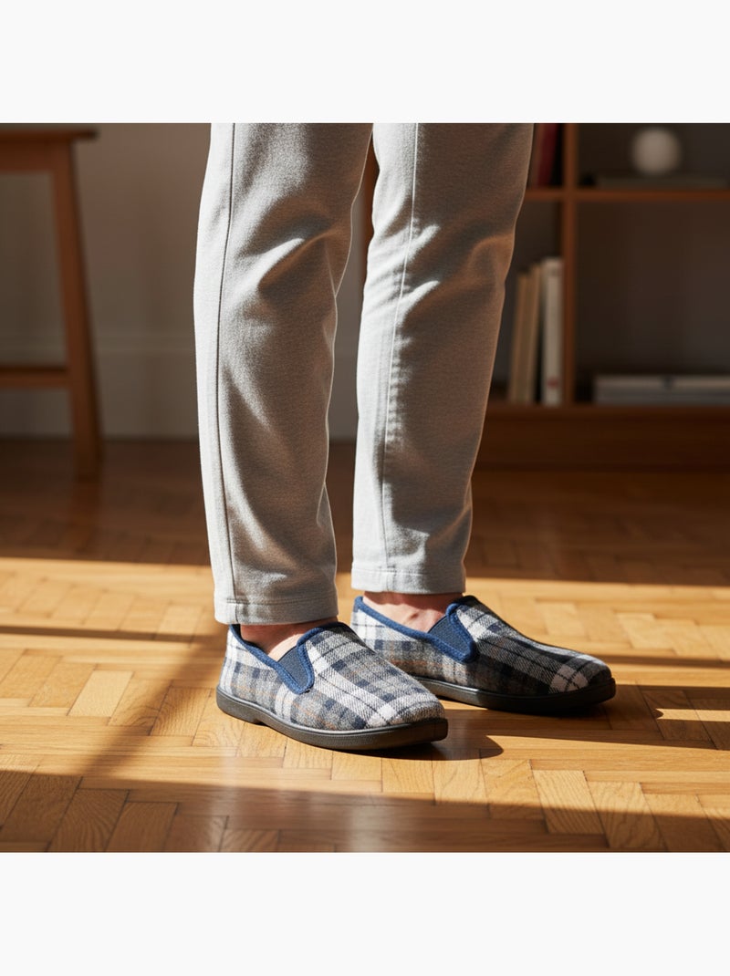 Ozabi pantoufles charentaises homme fourrées semelle antidérapante Bleu marine - Kiabi