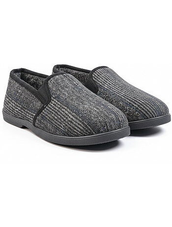 Ozabi pantoufles charentaises homme fourrées, tige textile à carreaux
