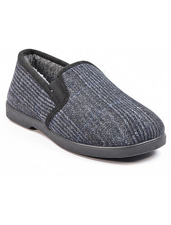 Ozabi pantoufles charentaises homme fourrées, tige textile à carreaux