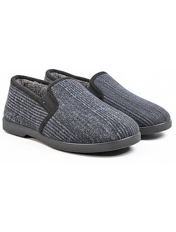 Ozabi pantoufles charentaises homme fourrées, tige textile à carreaux