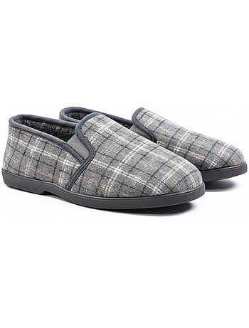 Ozabi pantoufles charentaises homme fourrées, tige textile à carreaux