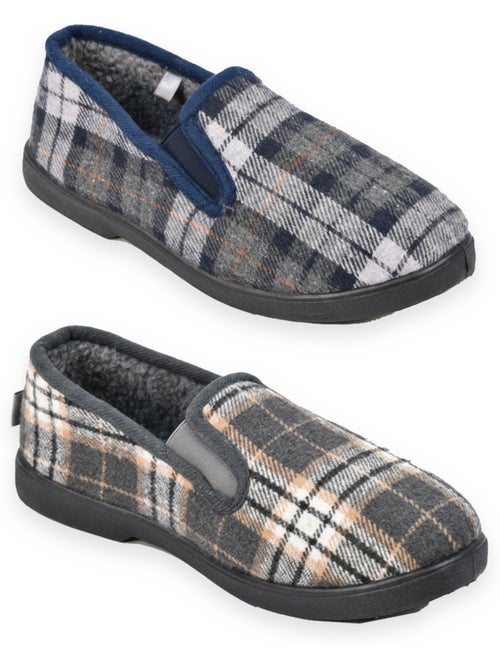 Ozabi pantoufles charentaises homme pack de 2 paires semelle antidérapante - Kiabi Ozabi pantoufles charentaises homme pack de 2 paires semelle antidérapante - Kiabi