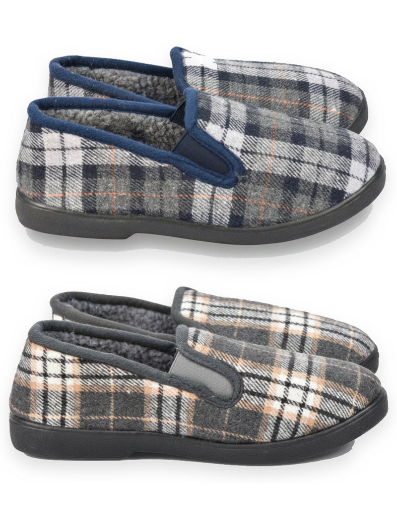 Ozabi pantoufles charentaises homme pack de 2 paires semelle antidérapante Bleu Gris - Kiabi