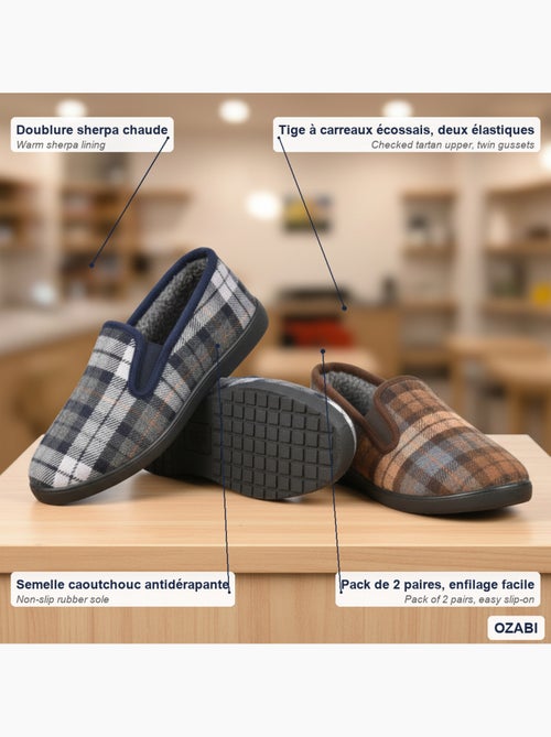 Ozabi pantoufles charentaises homme pack de 2 paires semelle antidérapante - Kiabi Ozabi pantoufles charentaises homme pack de 2 paires semelle antidérapante - Kiabi