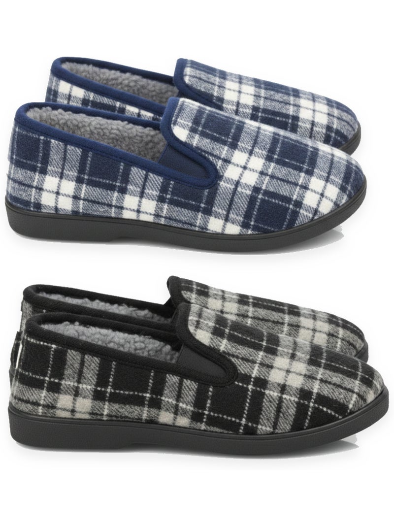 Ozabi pantoufles charentaises homme pack de 2 paires semelle antidérapante Bleu Noir - Kiabi