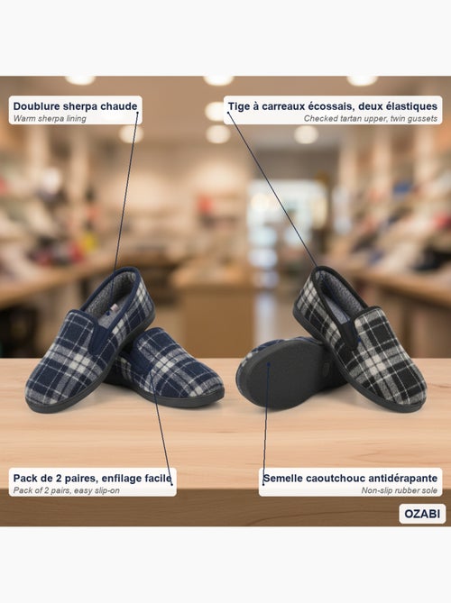 Ozabi pantoufles charentaises homme pack de 2 paires semelle antidérapante - Kiabi Ozabi pantoufles charentaises homme pack de 2 paires semelle antidérapante - Kiabi