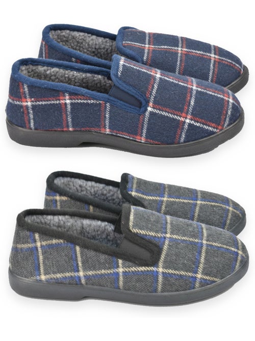 Ozabi pantoufles charentaises homme pack de 2 paires semelle antidérapante - Kiabi Ozabi pantoufles charentaises homme pack de 2 paires semelle antidérapante - Kiabi