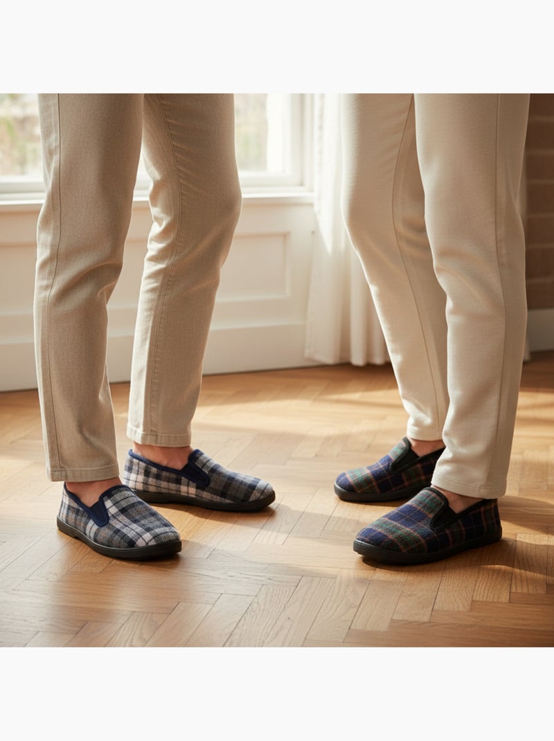 Ozabi pantoufles charentaises homme pack de 2 paires semelle antidérapante Bleu Vert - Kiabi