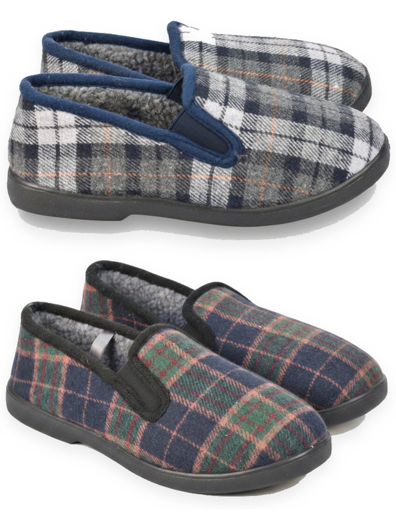 Ozabi pantoufles charentaises homme pack de 2 paires semelle antidérapante Bleu Vert - Kiabi
